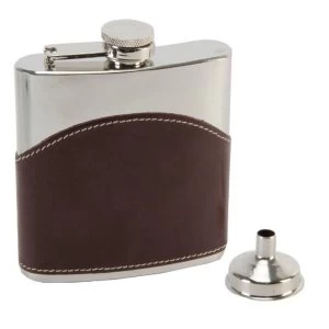 Harvey Makin Brown Leather Hip Flask with Funnel