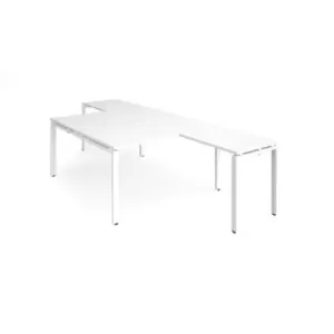 Bench Desk 2 Person With Return Desks 1400mm White Tops With White Frames Adapt