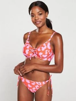 Pour Moi Island Escape Underwired Rope Bikini Top - Red Pink, Red/Pink, Size 36G, Women