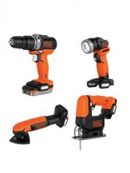 Black & Decker Bdck123S2S-Xj 12V 4 Piece Lithium Ion Kit With 2X 12V USB Charge Smart Batteries and Soft Bag