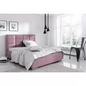 Bulia Upholstered Beds - Plush Velvet, Small Double Size Frame, Pink - Pink