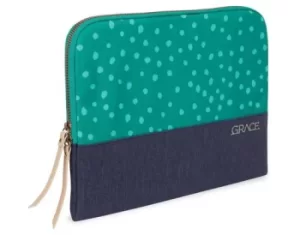 Grace 15" Sleeve Notebook Case Teal Dots Night Sky Slim Light Ample Cushioning Supersoft Lining Dust Resistant Scratch Resistant