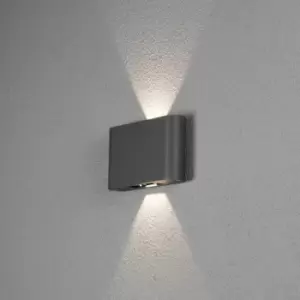 Chieri Outdoor Modern Up Down Wall Light 2x 6W Adjustable Beam Dark Grey, IP54