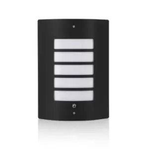 Auraglow Wharton Daylight Sensor Grill Effect Wall Light w/ Cool White Bulb- Black