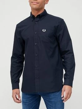 Fred Perry Long Sleeve Oxford Shirt - Navy, Size L, Men