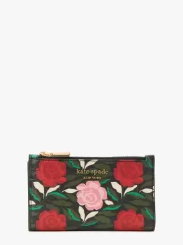 Kate Spade Morgan Rose Garden Small Slim Bifold Wallet, Black Multi, One Size
