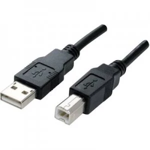 Manhattan USB 2.0 Cable [1x USB 2.0 connector A - 1x USB 2.0 connector B] 3m Black gold plated connectors, UL-approved