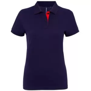 Asquith & Fox Womens/Ladies Short Sleeve Contrast Polo Shirt (M) (Navy/ Red)