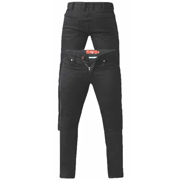 D555 by Duke Duke Tapered Fit Stretch Jean Colour: BLACK, Size: 42&quo
