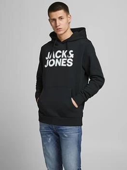 Jack & Jones Corp Logo Overhead Hoodie, Black Size XL Men