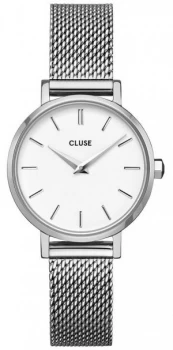 CLUSE La Boheme Petite Steel Mesh Bracelet White Dial Watch