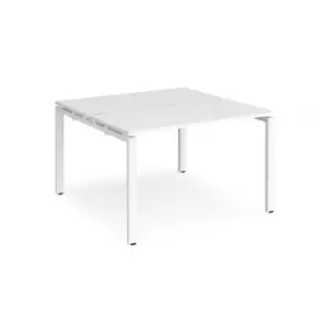 Bench Desk 2 Person Rectangular Desks 1200mm White Tops With White Frames 1200mm Depth Adapt