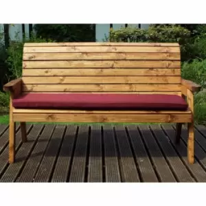Charles Taylor Winchester Three Seater Bench with Cushions, Burgundy