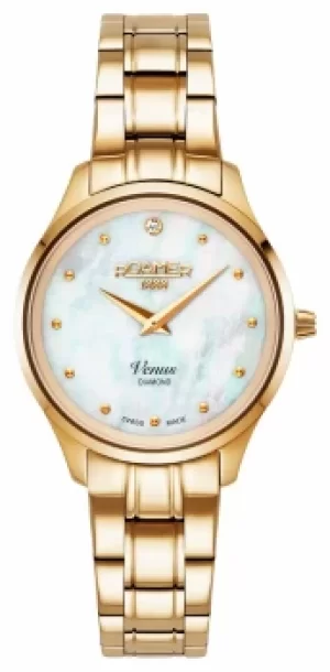 Roamer Venus White MOP Diamond Dial Yellow Gold Bracelet Watch