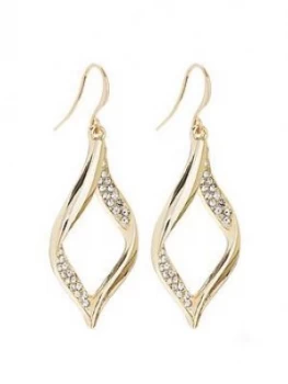 Mood Gold Plated Crystal Pave Twist Drop Earrings