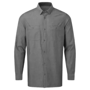 Premier Mens Chambray Organic Long-Sleeved Shirt (S) (Grey Denim)