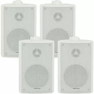 4x 4 70W White Outdoor Rated Garden Wall Speakers Wall Mounted HiFi 8Ohm & 100V
