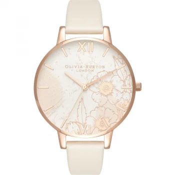 Abstract Florals Vegan Nude & Rose Gold Watch
