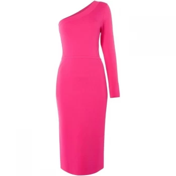 ISSA one shoulder knitted dress - Pink