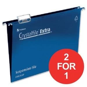 Rexel Crystalfile Extra Foolscap Suspension File 5mm Blue Pack of 25 2