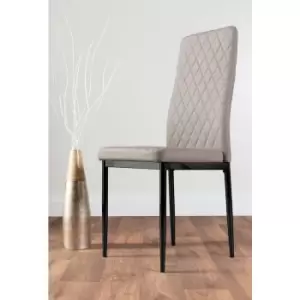 6x cappuccino Beige Milan Dining Chairs (Black Leg) - Cappuccino