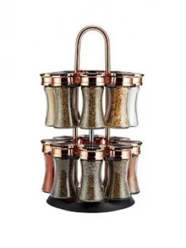 Tower Rose Gold And Black Rotating Spice Rack And 16 Jars With Spices