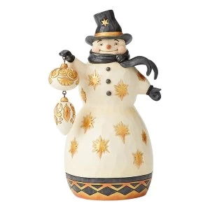 Be Merry Be Bright Black & Gold Snowman Figurine