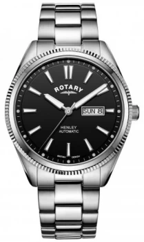 Rotary Mens Henley Stainless Steel Bracelet Black Dial Watch
