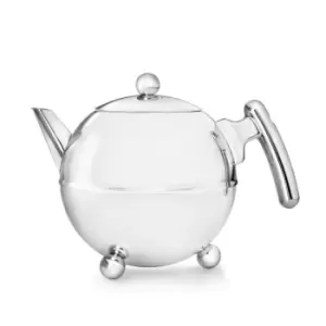 Bredemeijer Teapot Double Wall Bella Ronde Design 1.2L in Polished Steel Finish