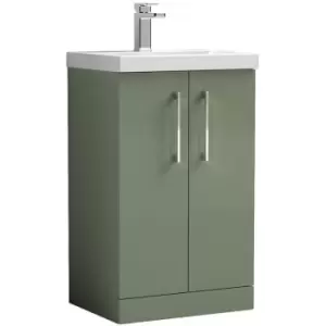 Arno Satin Green 500mm 2 Door Vanity Unit with 40mm Profile Basin - ARN801A - Satin Green - Nuie