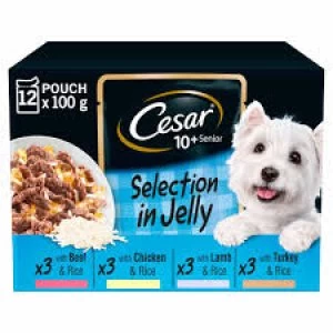 Cesar Pouch Senior 10 Years Plus Selection In Jelly Dog Food 12x100g