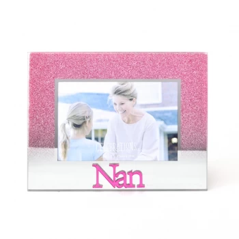 5" x 3.5" Pink Glitter Glass Frame - Nan