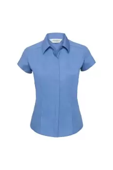 Cap Sleeve Polycotton Easy Care Fitted Poplin Shirt