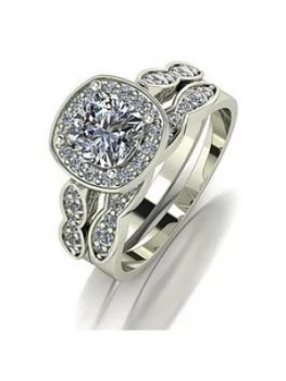 Moissanite 9Ct Gold 1.75Ct Equivalent Total Cushion Cut Ring Set