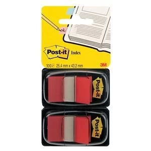 Post it Standard Index Flags 25x44mm Red 2 x Pack of 50 Flags