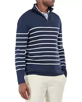 Barbour Harbour Cotton Stripe Classic Fit Half Zip Mock Neck Sweater