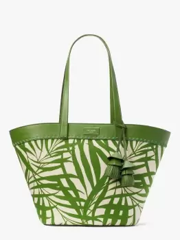 Kate Spade The Pier Palm Fronds Canvas Medium Tote Bag, Bitter Greens Multi, One Size