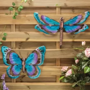 Garden Gear Metal/Glass Butterfly Wall Art - Blue/Purple