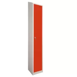 1 Door Locker, 450X450, Grey Carcass/Red Doors, Sloping Top, Camlock