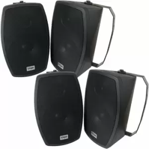2x Pair 6.5' Outdoor Rated Black Wall Speakers 140W 8 Ohm IP55 Weatherproof
