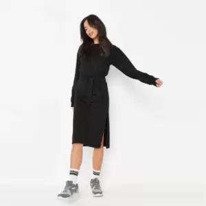 Missguided Belted Sweater Midaxi Dress - Black