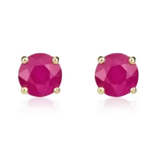 9ct Yellow Gold Ruby 5mm Round Claw Set Stud Earrings