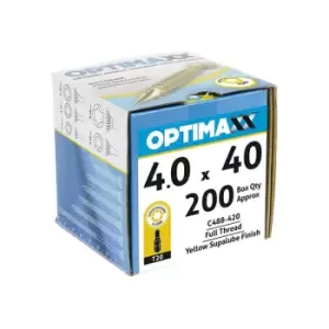 Optimaxx 4 x 40mm Torx Drive Wood Screws - Box of 200 - Yellow