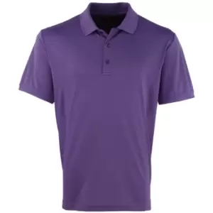 Premier Mens Coolchecker Pique Short Sleeve Polo T-Shirt (M) (Purple)