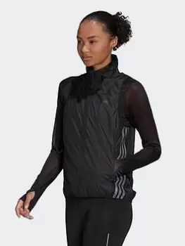 adidas Run Icon 3-stripes Running Gilet, Black, Size L, Women