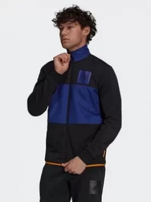 adidas Essentials Fleece Track Top, Black/Orange Size M Men