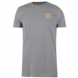 11 Degrees Contrast T Shirt - Ash/Orange