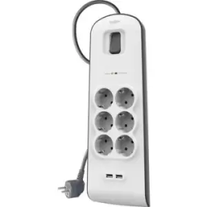 Belkin BSV604vf2M Surge protection power strip 6x White, Grey PG connector