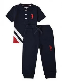 U.S. Polo Assn. Toddler Boys Polo Shirt and Jog Set - Navy, Size Age: 18 Months