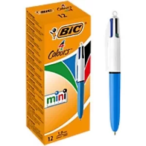 BIC 4 Colours Mini Retractable Ballpoint Pen Medium 0.4mm Pack of 12